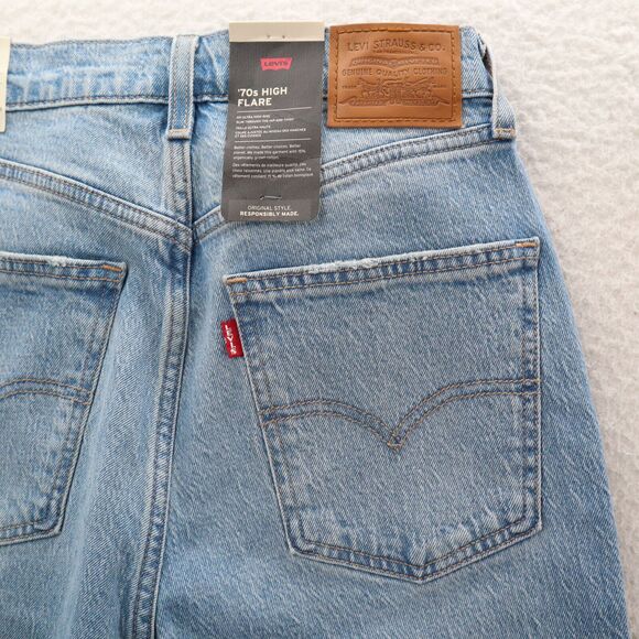 Levi's Premium 70's High Flare Jeans Women 26 Light Blue American Grunge Denim - Picture 7 of 14